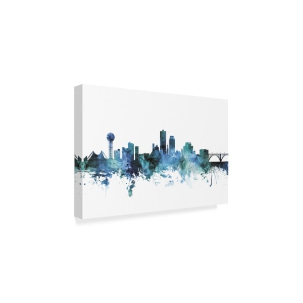 Michael Tompsett 'Knoxville Tennessee Blue Teal Skyline' Canvas Art,12x19